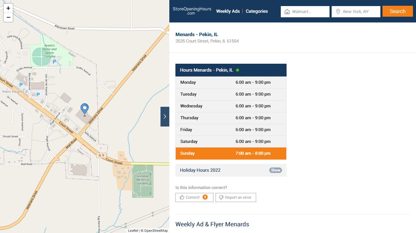 Menards - Pekin, IL - Hours & Weekly Ad - Store Opening Hours